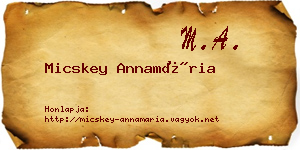 Micskey Annamária névjegykártya